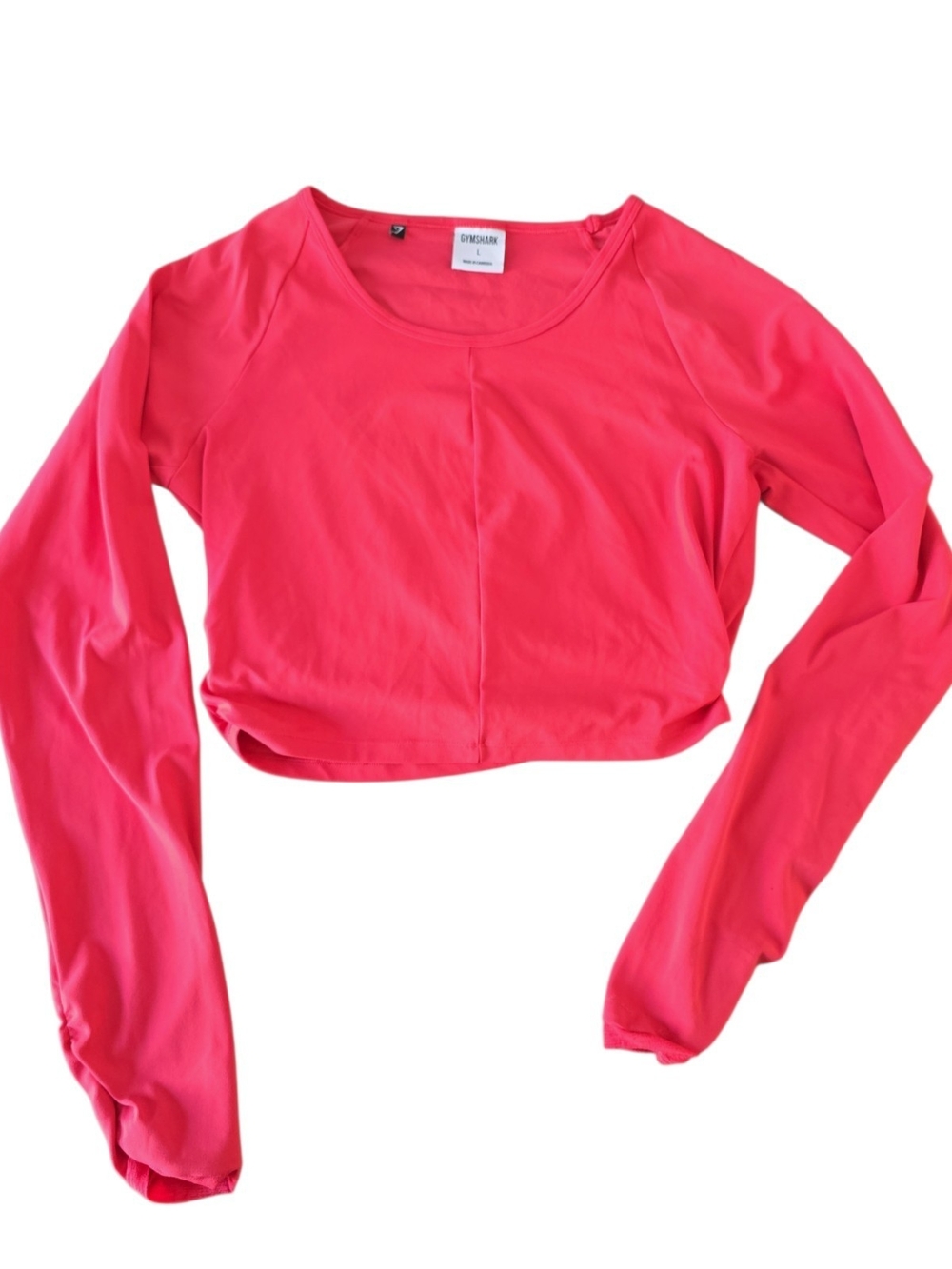 Spanx Long Sleeve Cropped Top in Hot Pink